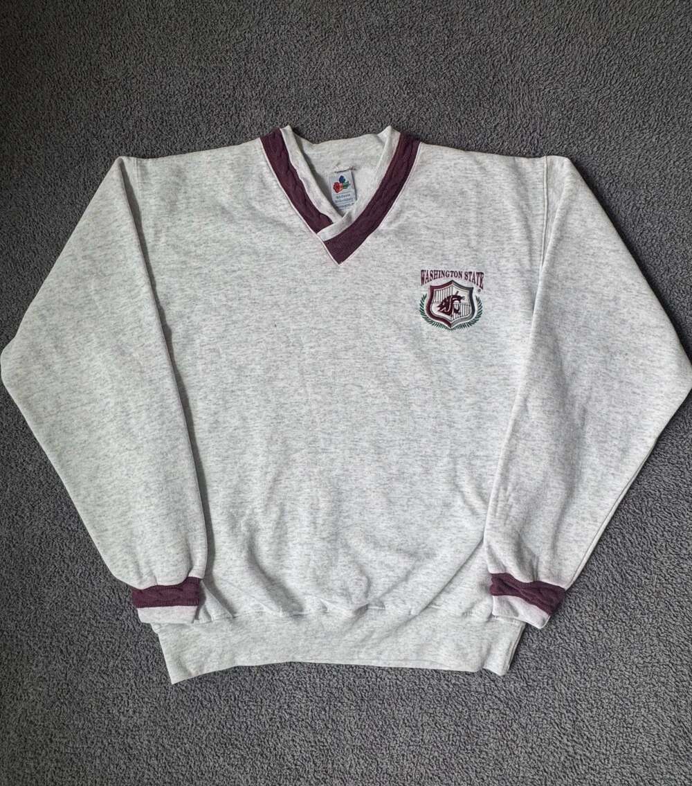 Vintage 90s Washington State Cougars V-Neck Sweatshirt XL